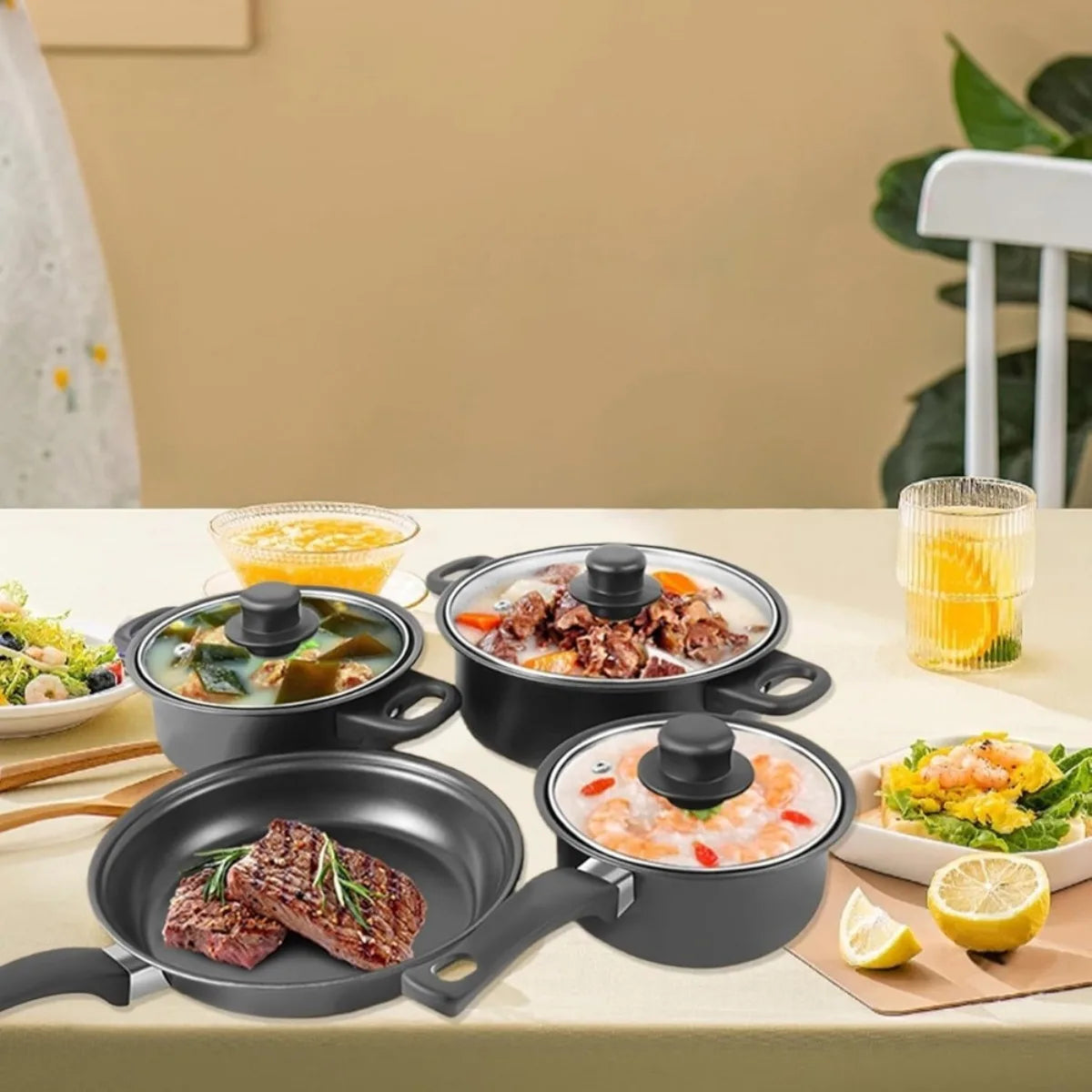 COBASPORT Nonstick Pots And Pans Set For Induction Cooking