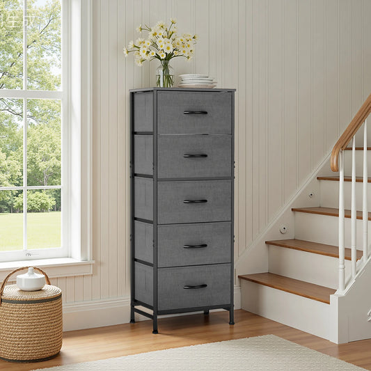 JHK Five Drawer Fabric Cabinet For Living Room Storage