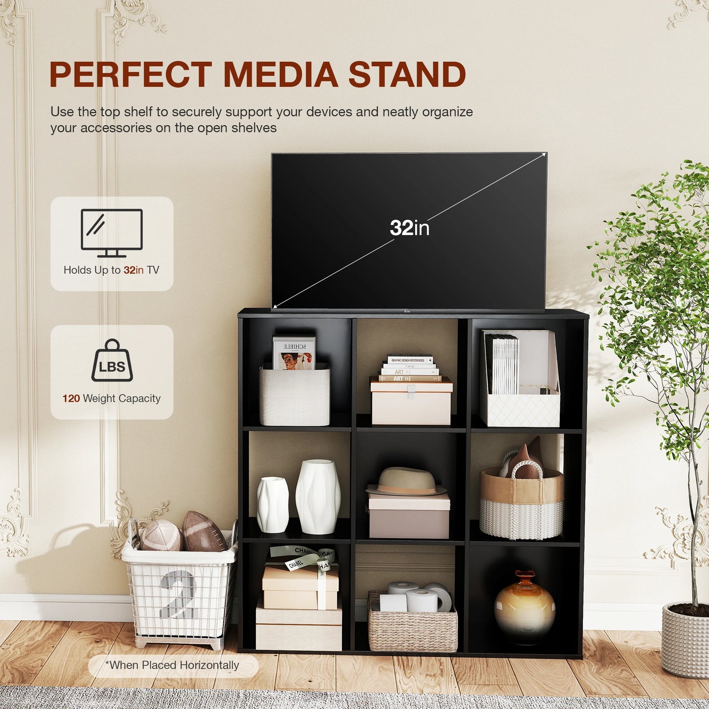 JHK 9 Cube Storage Organizer Wooden Shelf Bookcase