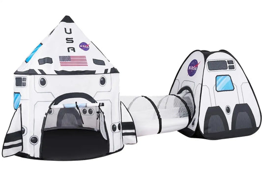 Joyfy Rocket Ship Play Tent Set With Tunnel 3 Piece Kids Playhouse Birthday Gift