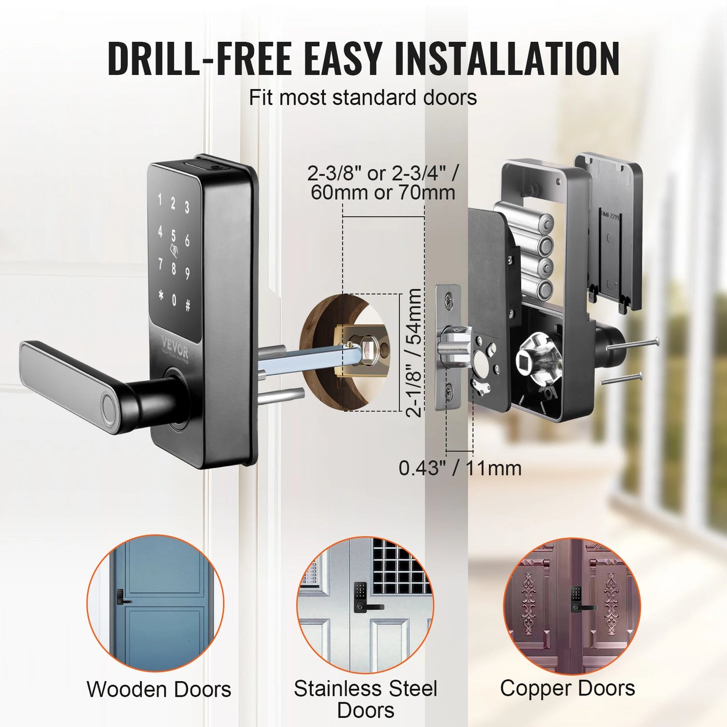 SucceBuy 5 In 1 Bluetooth Smart Door Knob With Fingerprint