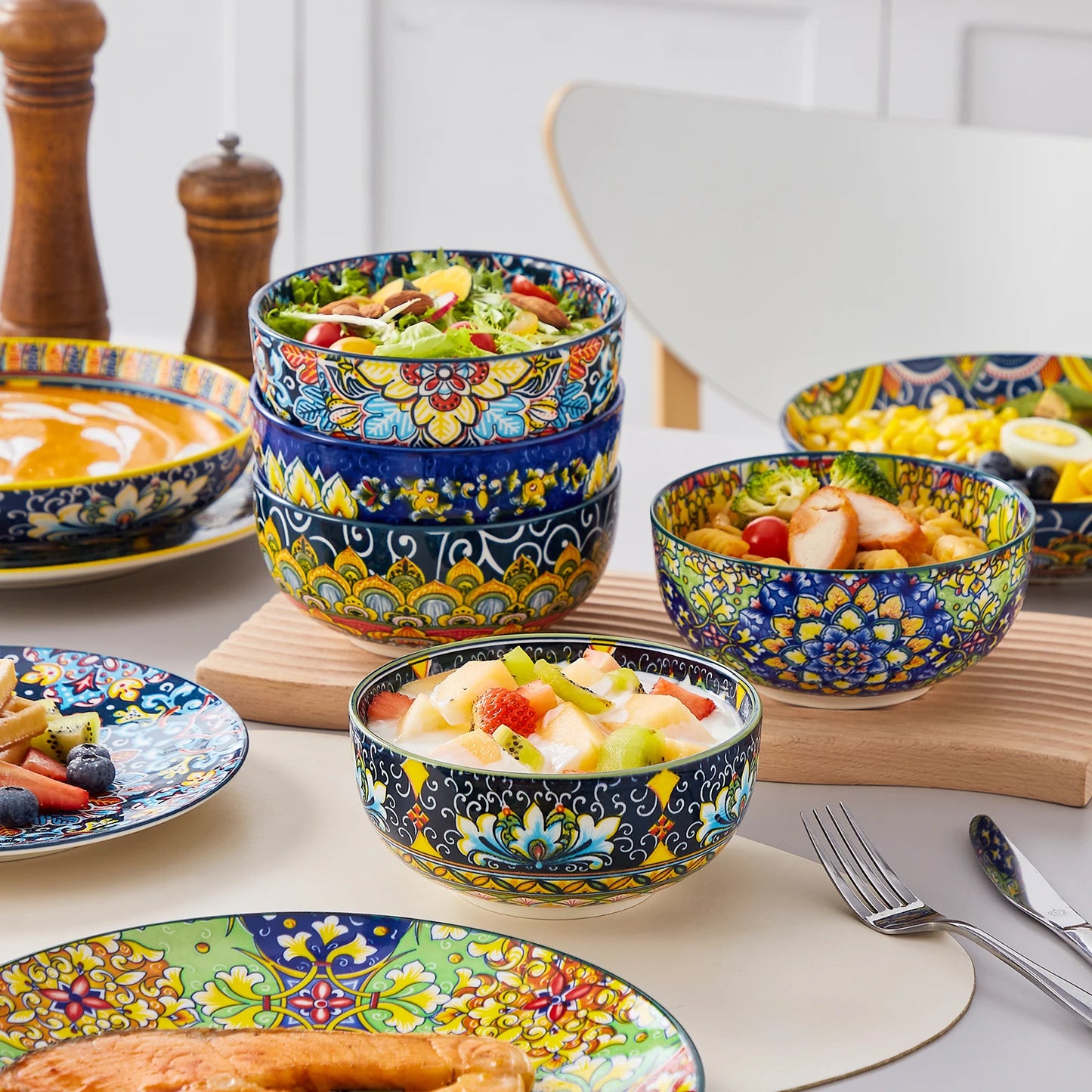 Malacasa 24 Piece Bohemian Ceramic Dinnerware Set Plates