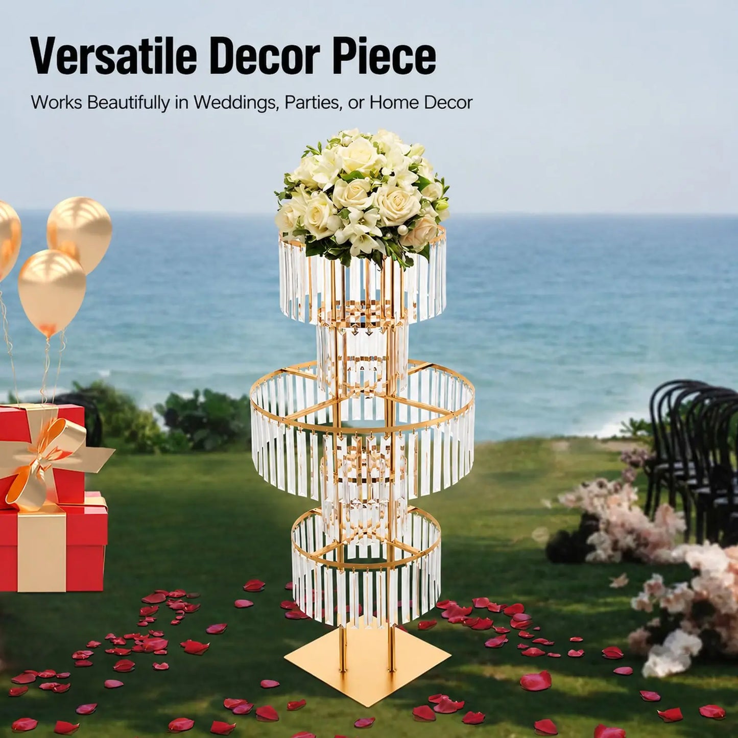 5-Tier Wedding Centerpiece Stand With Acrylic Flower Vases