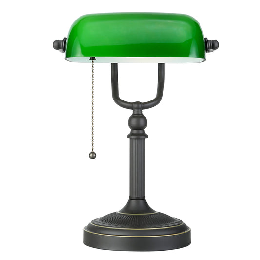Classic Glass Banker Lamp With Pull Chain E27 Desk Light