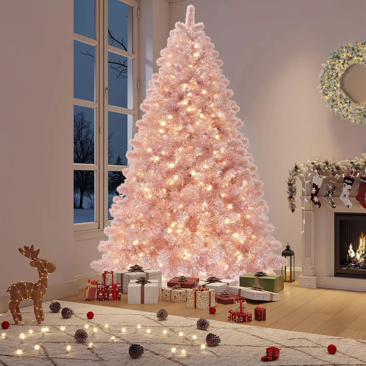 Prelit Artificial Black Pencil Christmas Tree With Warm LED Lights