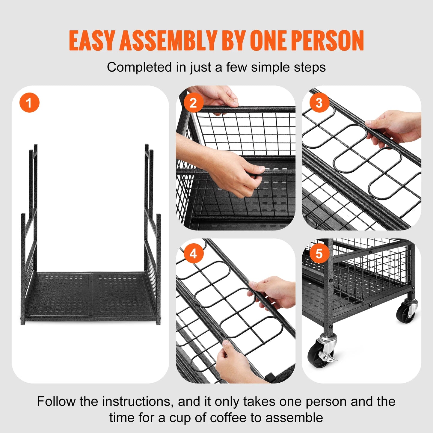 Garden Tool Organizer Rack With Hooks And Wheels For Garage Storage