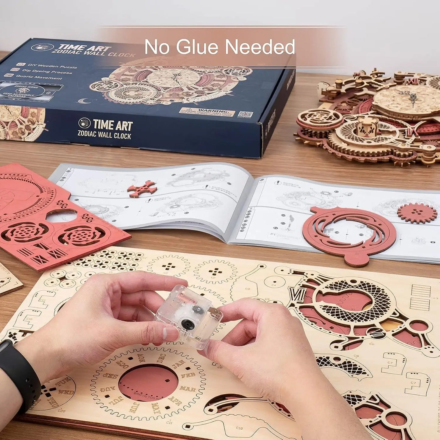 Robotime 3D Wooden Puzzle Wall Clock Mechanical Kit