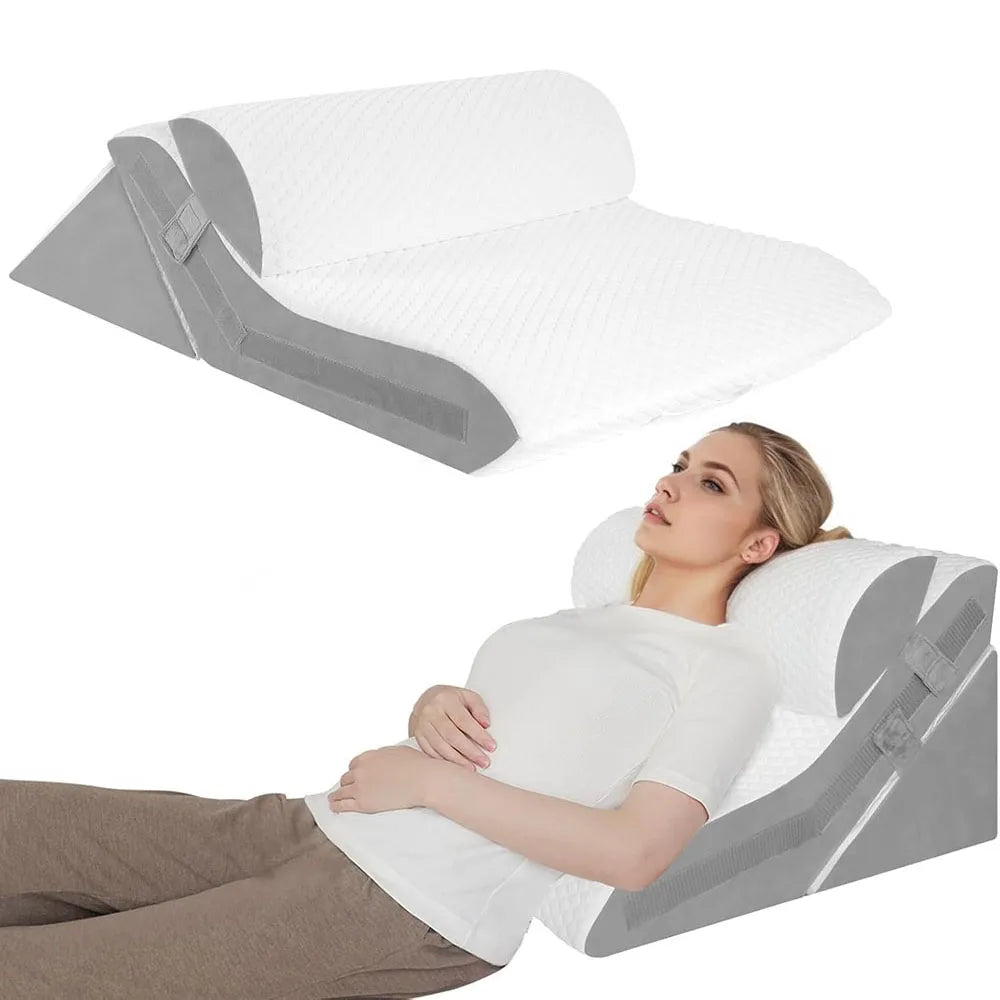 Adjustable Memory Foam Wedge Pillow With Detachable Neck Support