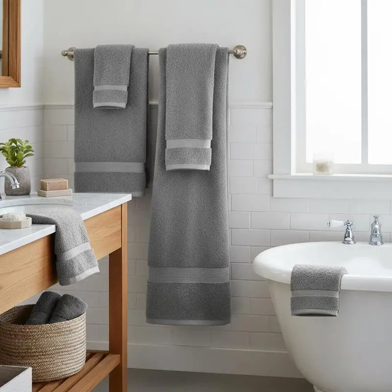 Premium 6 Piece Cotton Towel Set Highly Absorbent Quick Dry