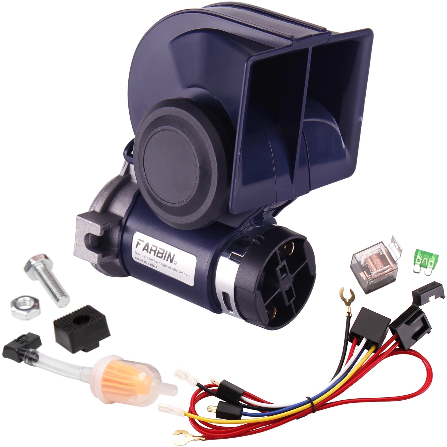 FARBIN Snail Air Horn With Compressor Relay Harness 12V 150 dB