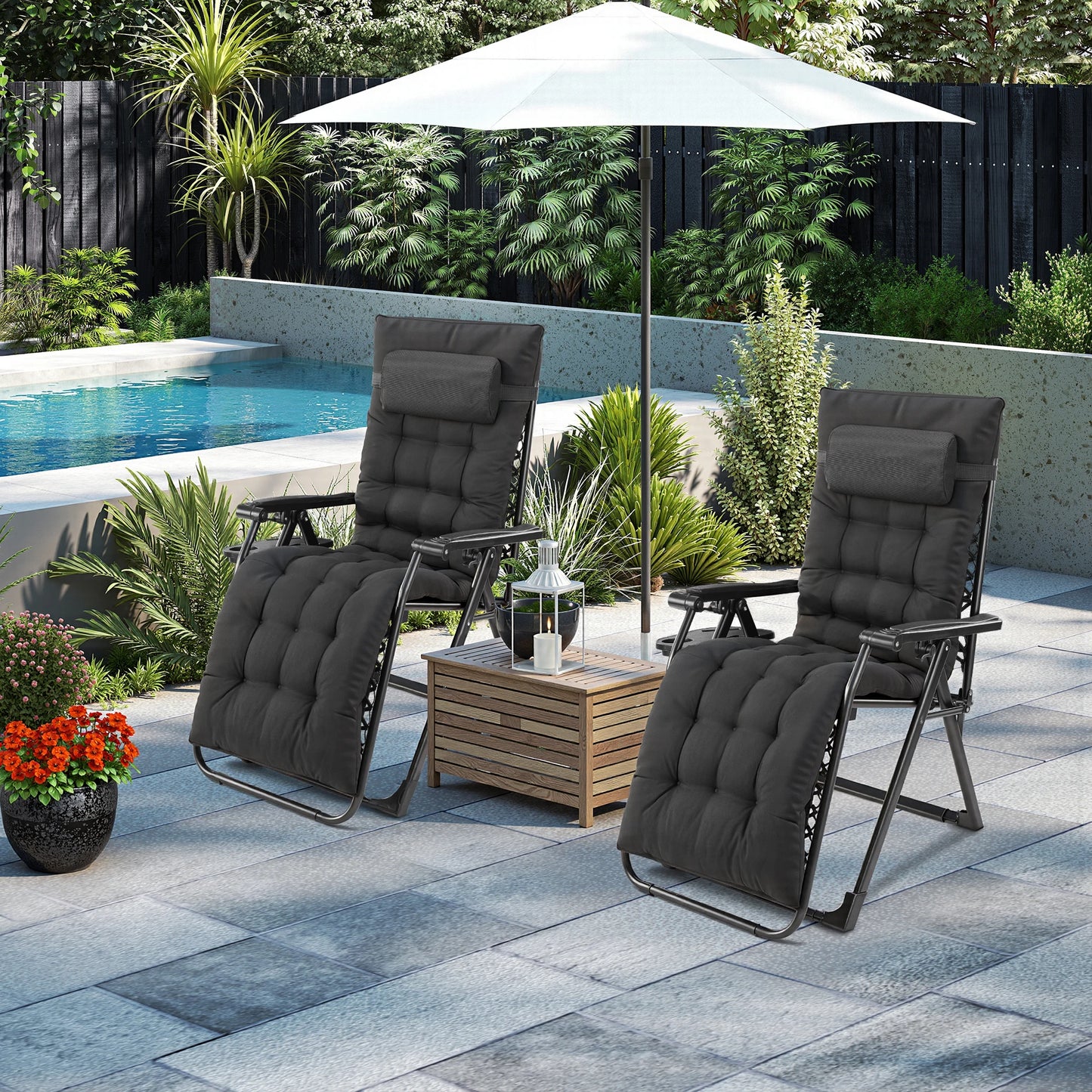 JHK Zero Gravity Recliner Camping Lounge Chair With Cup Holder