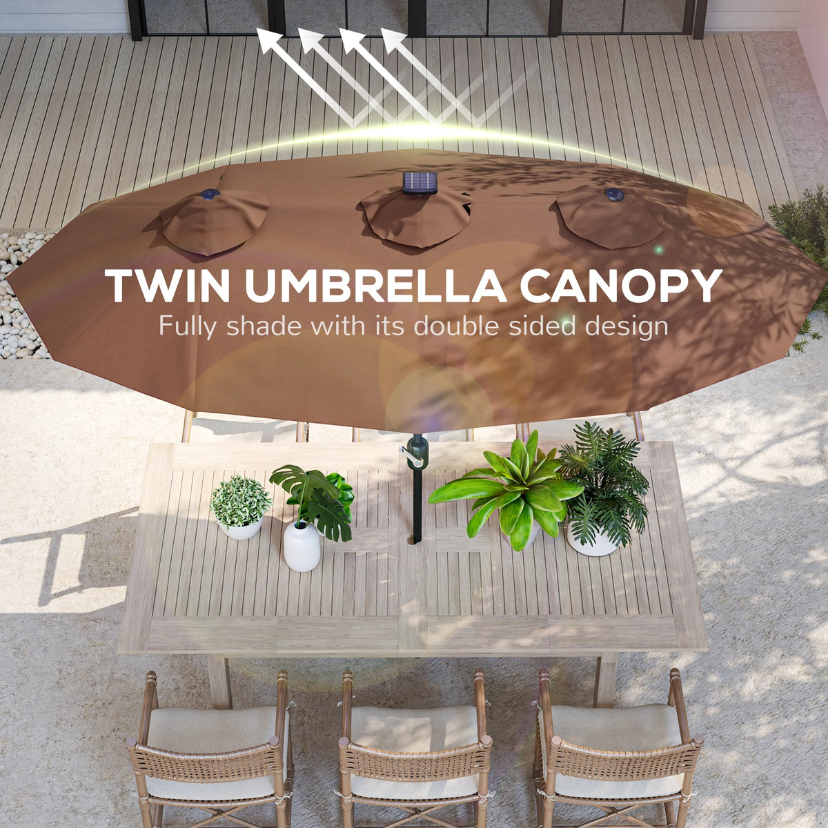 Outsunny Double Sided Patio Umbrella With Solar Led Light