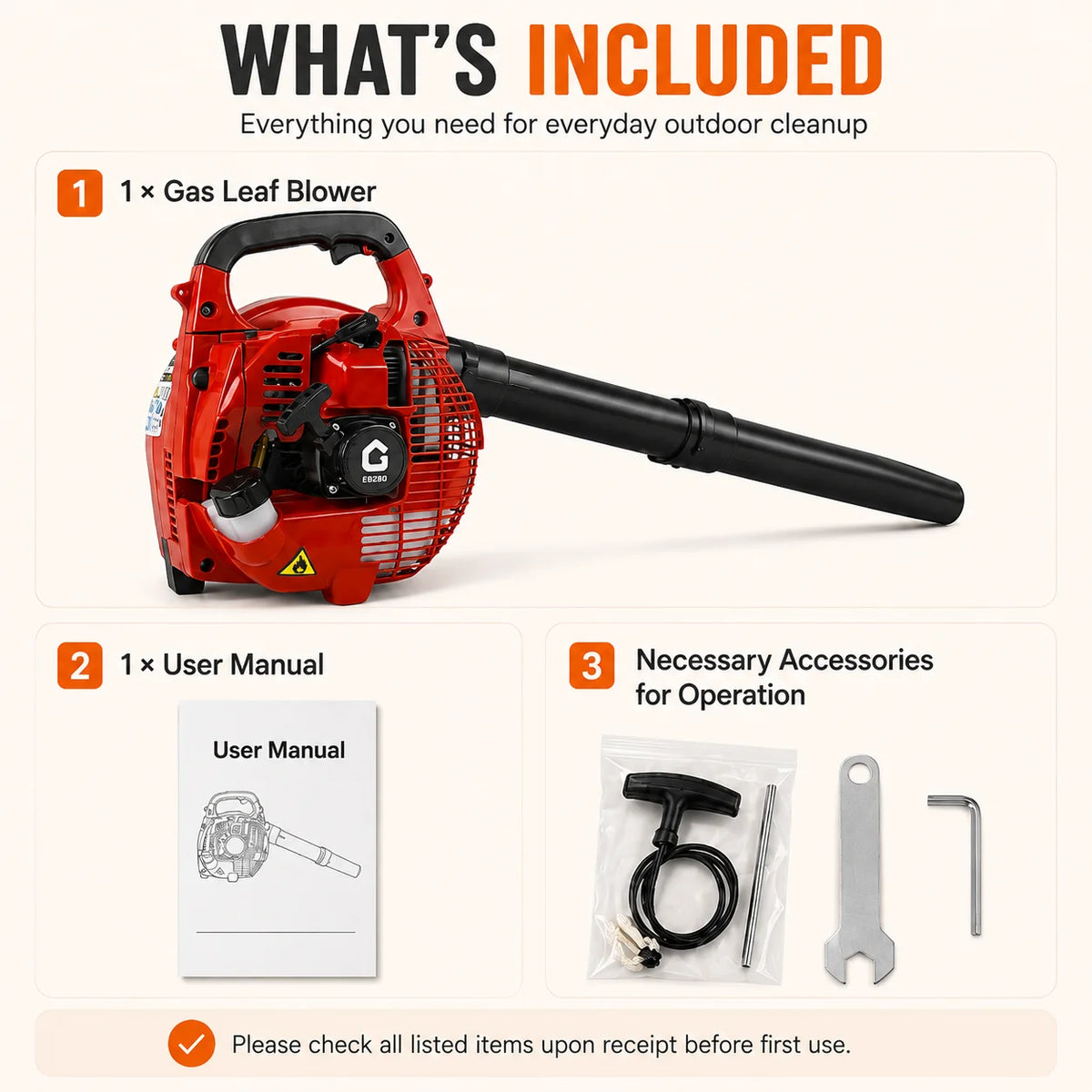 Lightweight Gas Powered Leaf Blower Handheld For Yard Cleanup Tasks