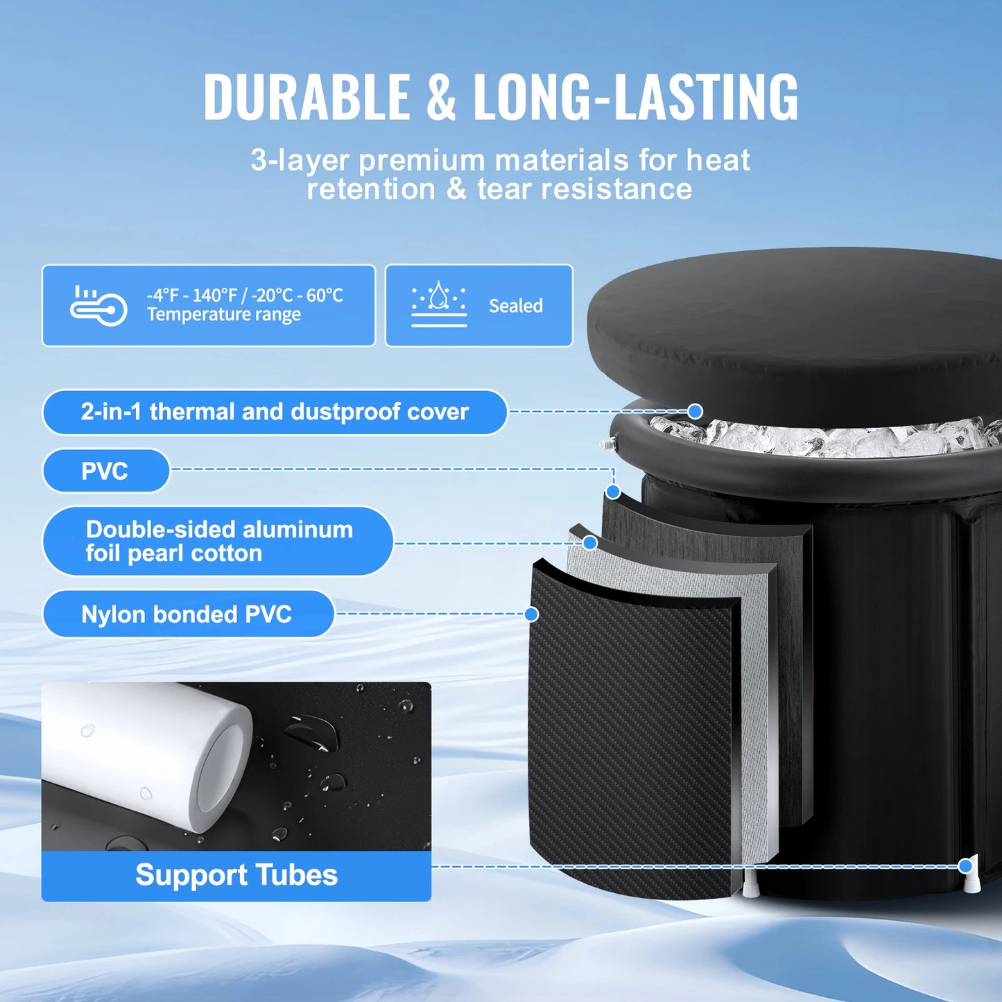 SucceBuy Ice Bath Tub For Cold Water Therapy Athletes Recovery