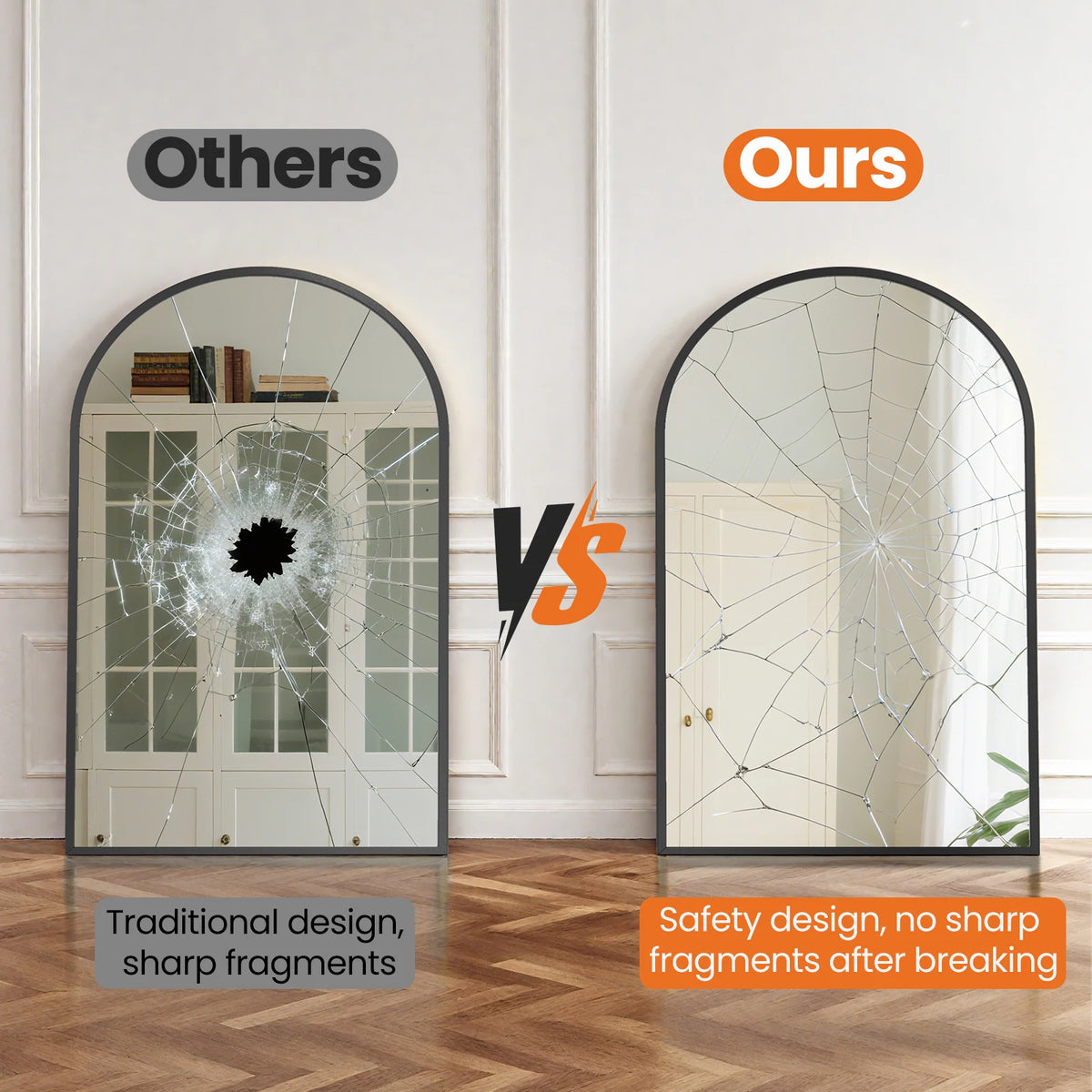 MCQ Arched Wall Mount Bathroom Mirror With Aluminum Frame
