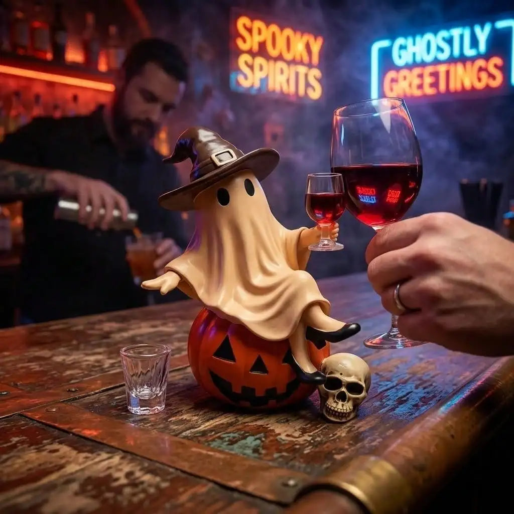 Funny Ghost Wine Glass Resin Statue Halloween Home Decor