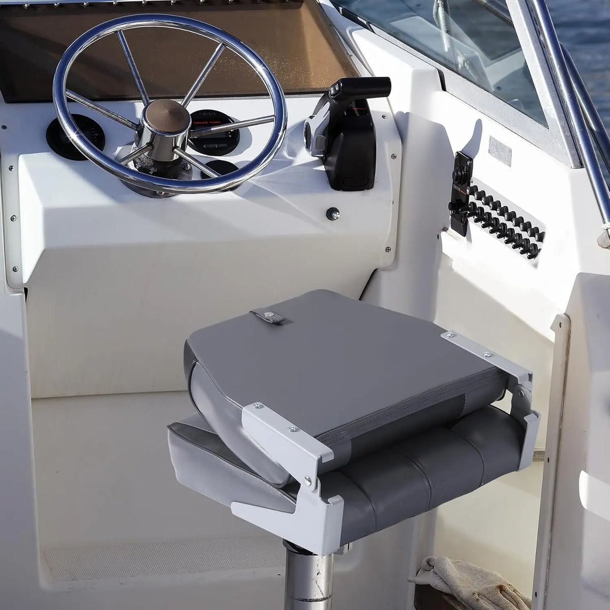 Twister Folding Boat Seat With High Back And Foam Cushion