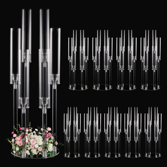VINCIGANT 6-Arm Clear Candelabra Holder For LED Candles