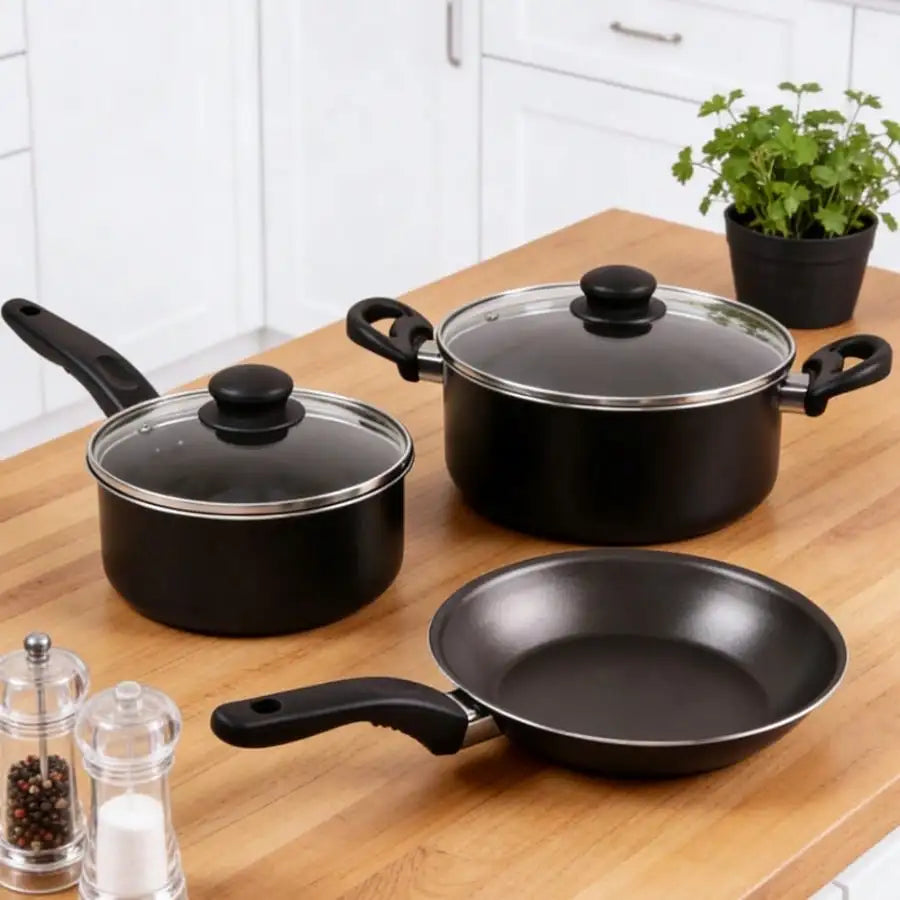 Nonstick Pots And Pans Cookware Set With Tempered Glass Lids