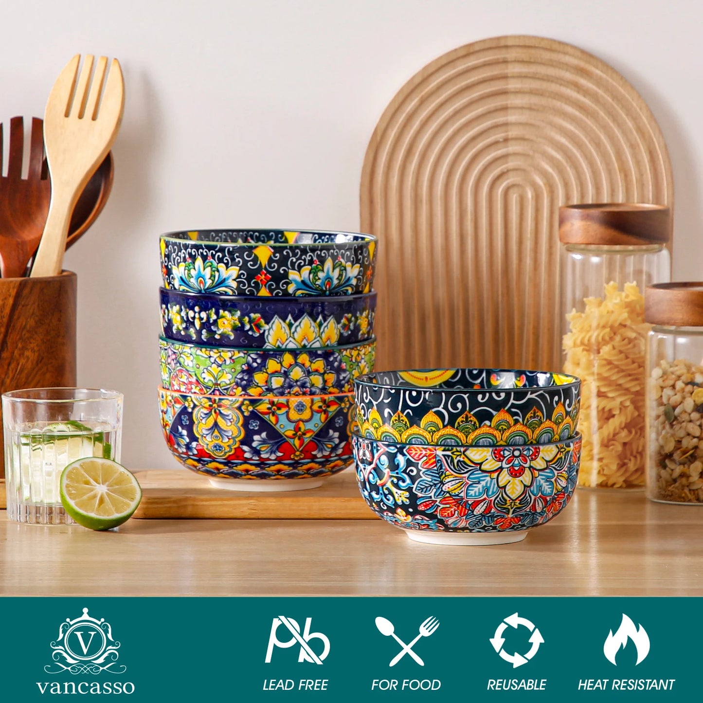 Malacasa 6 Or 12 Piece Bohemian Ceramic Soup Bowl Set