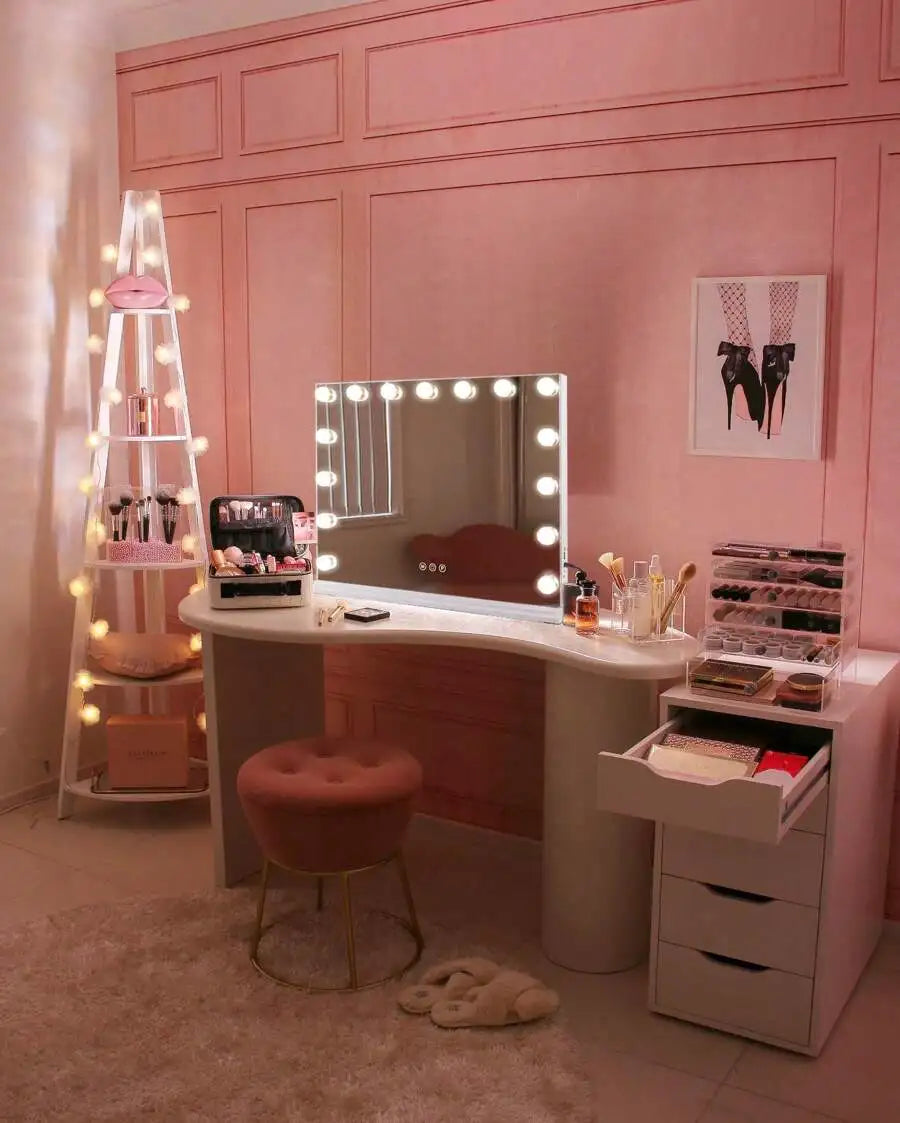 Lighted Vanity Makeup Mirror With Adjustable Three Light Settings