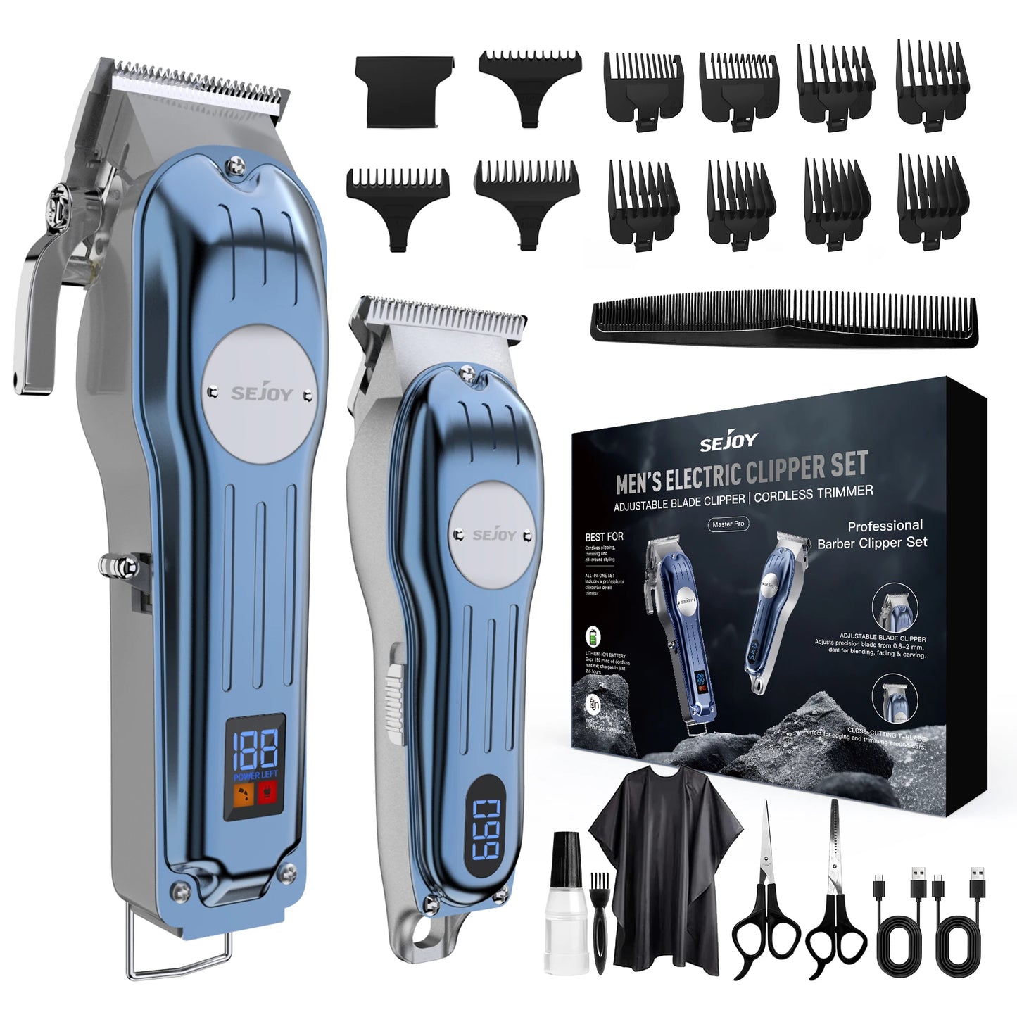 Sejoy Rechargeable Hair Clipper Set Professional Cordless Barber Kit