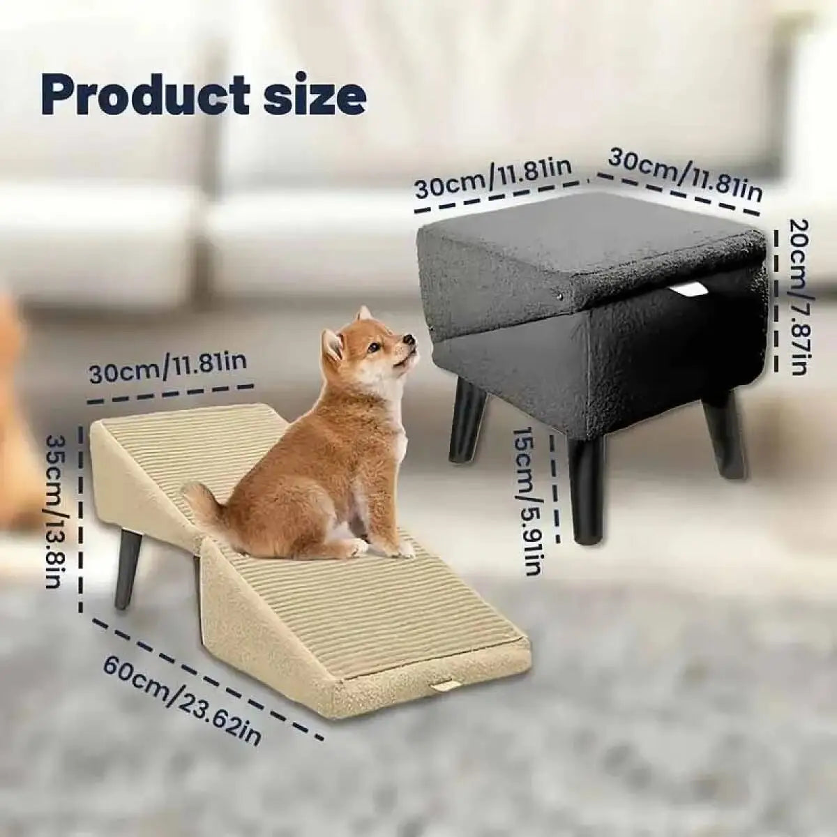 Foldable 2 In 1 Wooden Dog Ramp And Stairs Non Slip Pet Step Stool