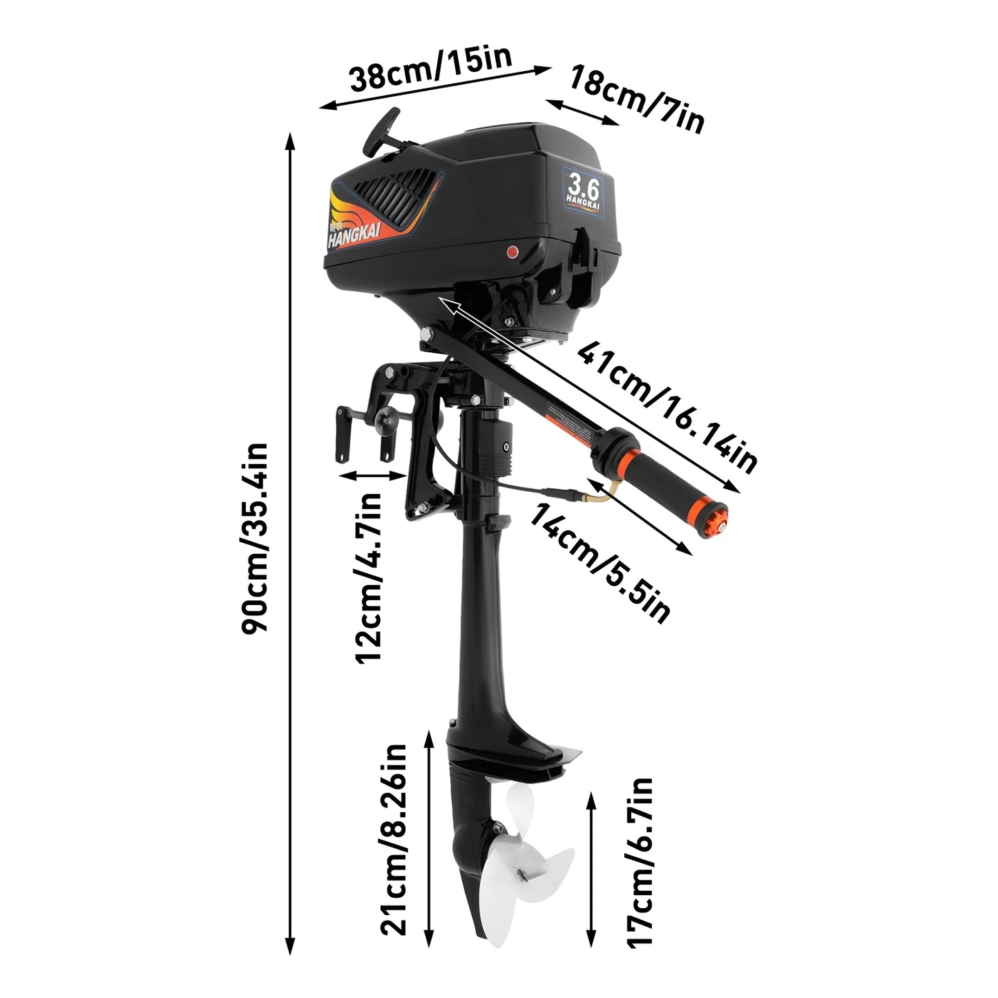 Bymaocar 3.6HP 55CC Two Stroke Outboard Motor Manual Start