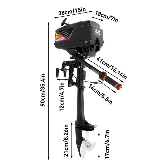 Bymaocar 3.6HP 55CC Two Stroke Outboard Motor Manual Start