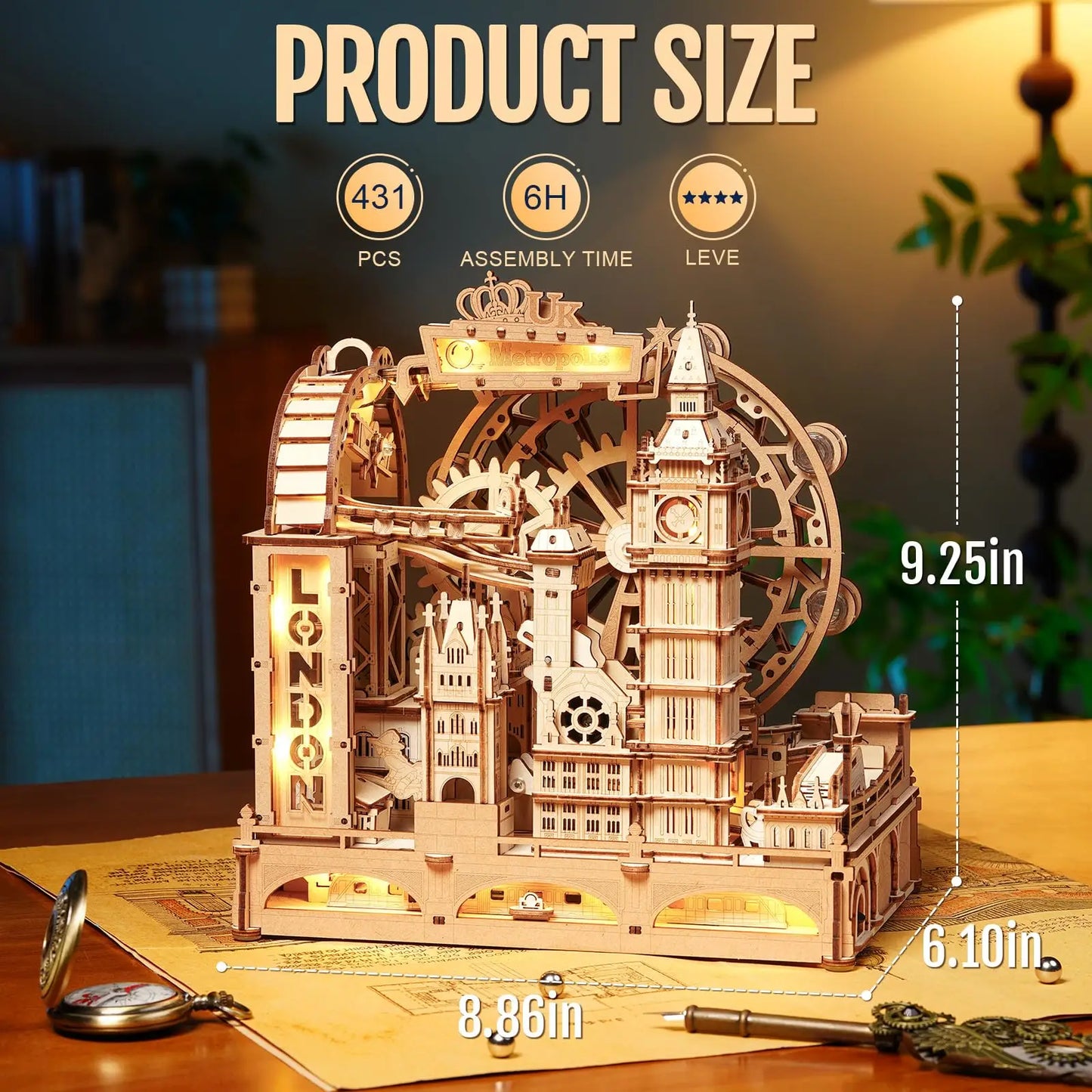 Robotime Rokr Marble Travel London 3D Marble Run Wooden Puzzle
