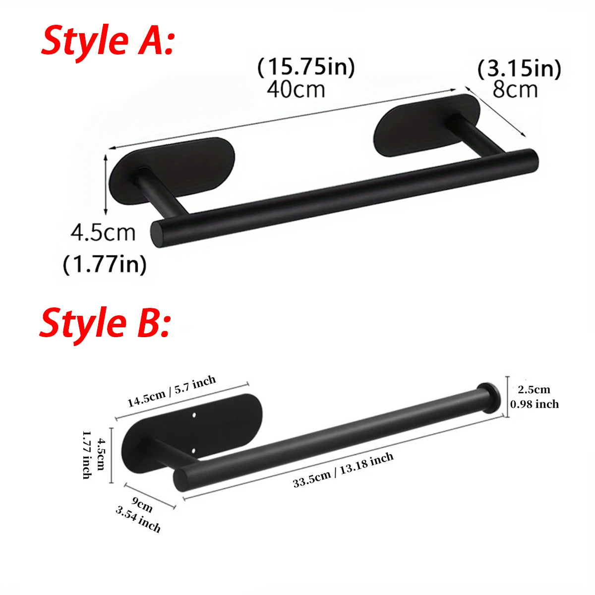 Stainless Steel Adhesive Towel Bar with Hook for Bathroom Kitchen