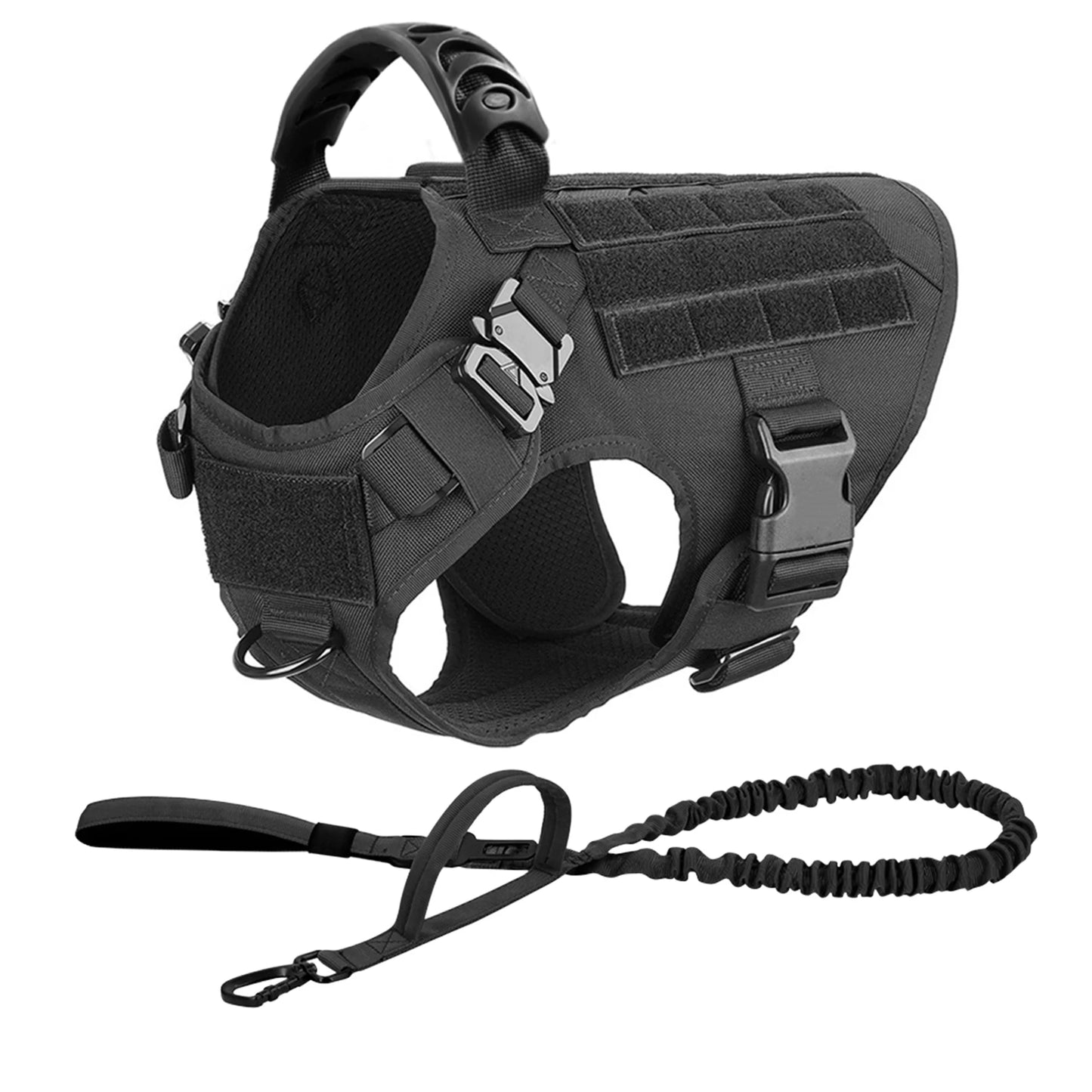 Durable Tactical Dog Harness And Leash Set No Pull For Large Dogs