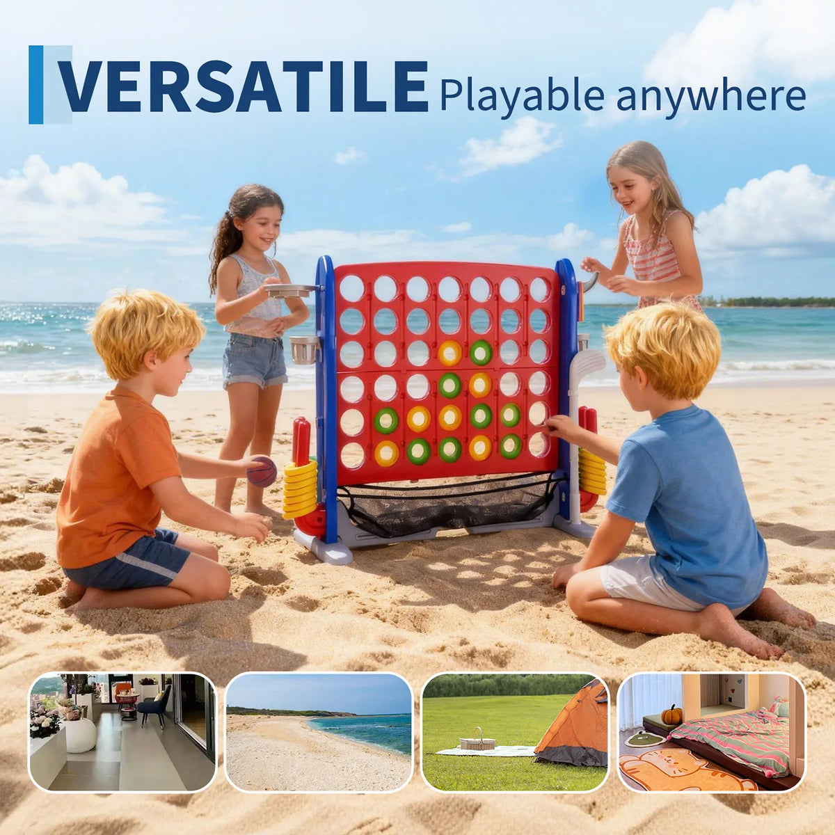 Adjustable 4-In-1 Outdoor Yard Game Set For Family And Kids