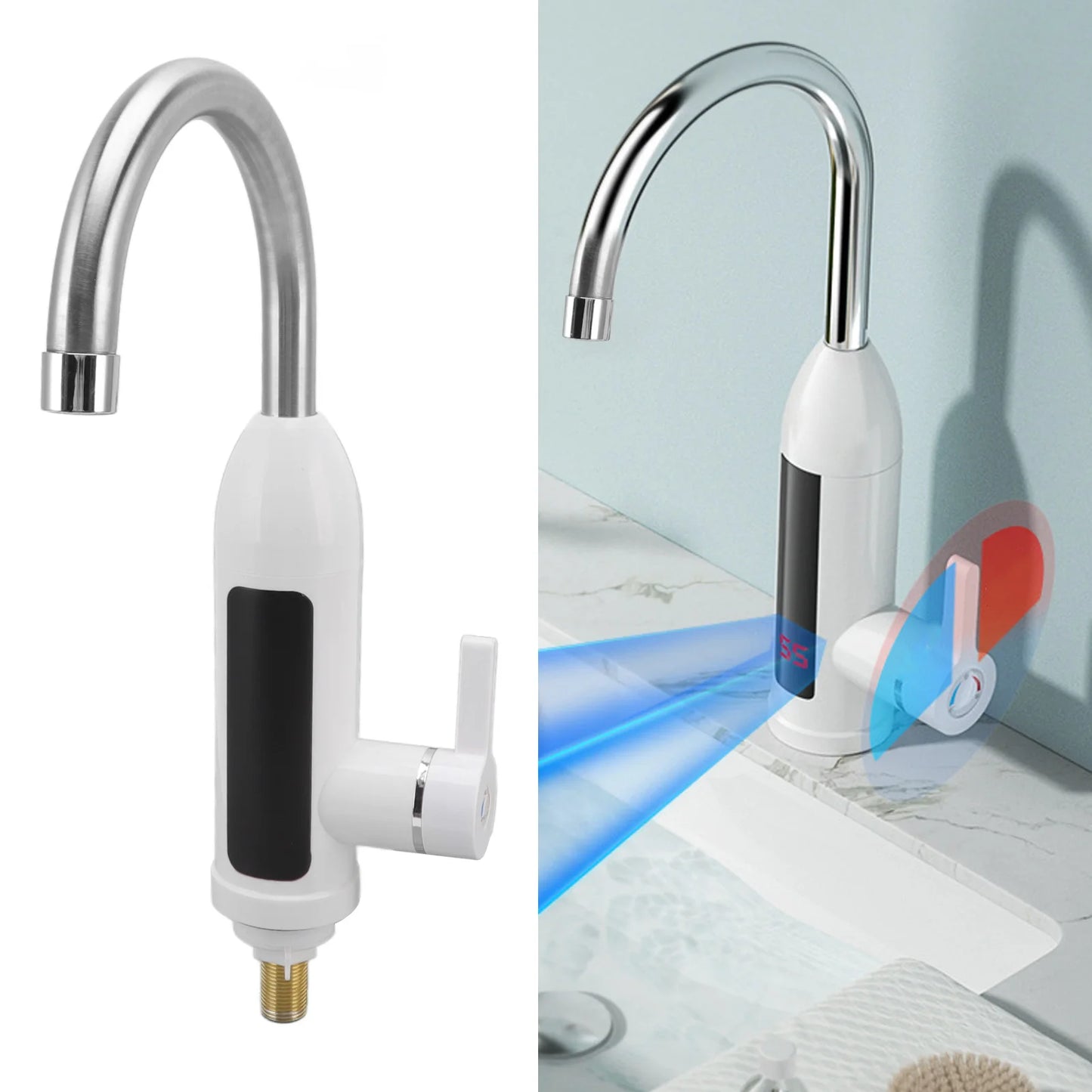 TOPINCN 3000W Instant Water Heater Faucet IPX4 Tankless Stainless Steel