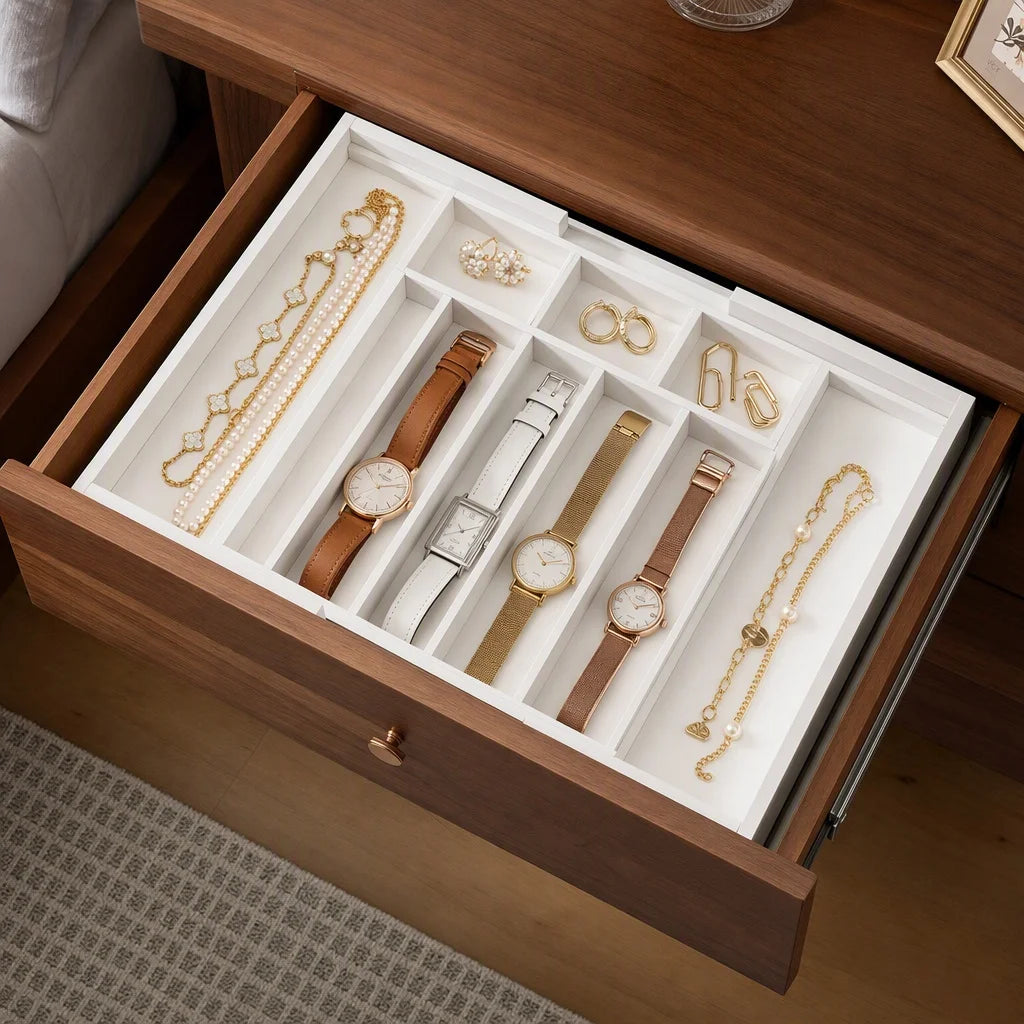 Expandable Bamboo Drawer Organizer For Kitchen Utensils And Silverware Storage