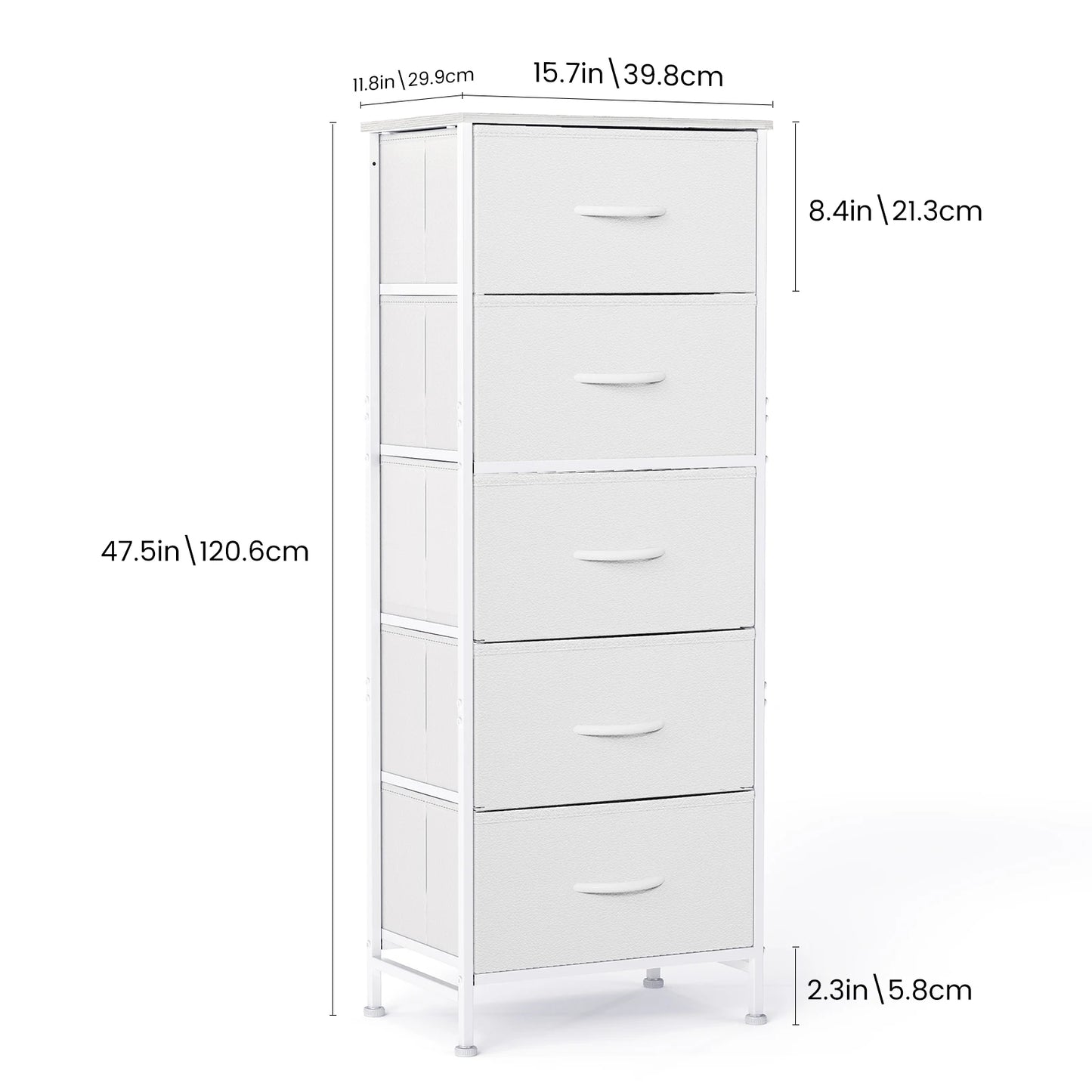 JHK Five Drawer Fabric Cabinet For Living Room Storage