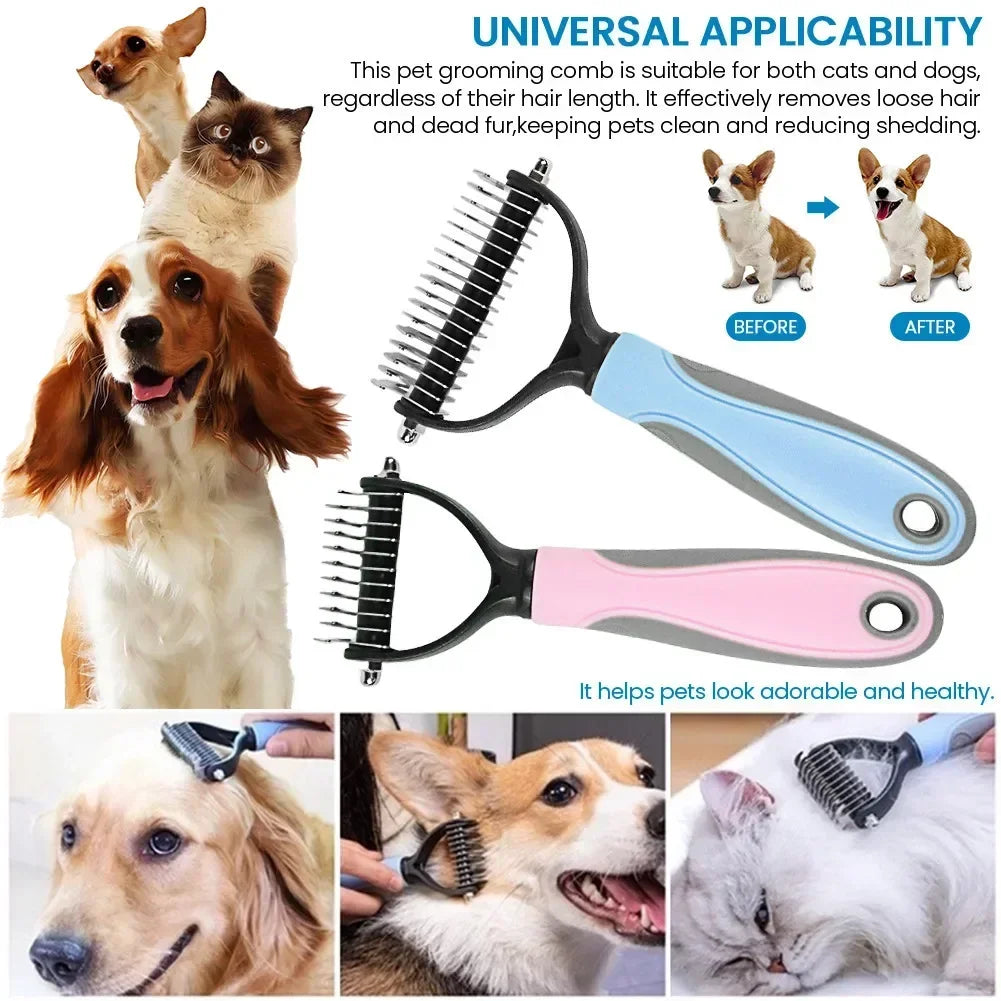 Double Sided Pet Grooming Brush for Dogs Cats Hair Removal