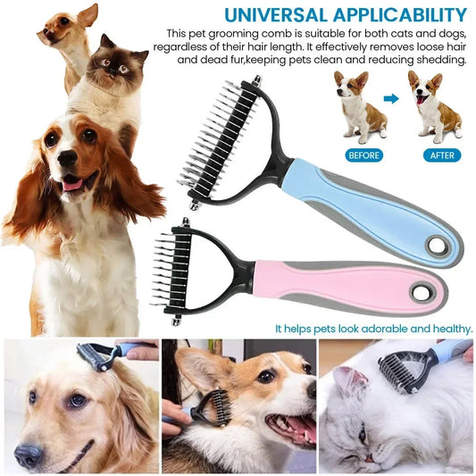 Double Sided Pet Grooming Brush for Dogs Cats Hair Removal