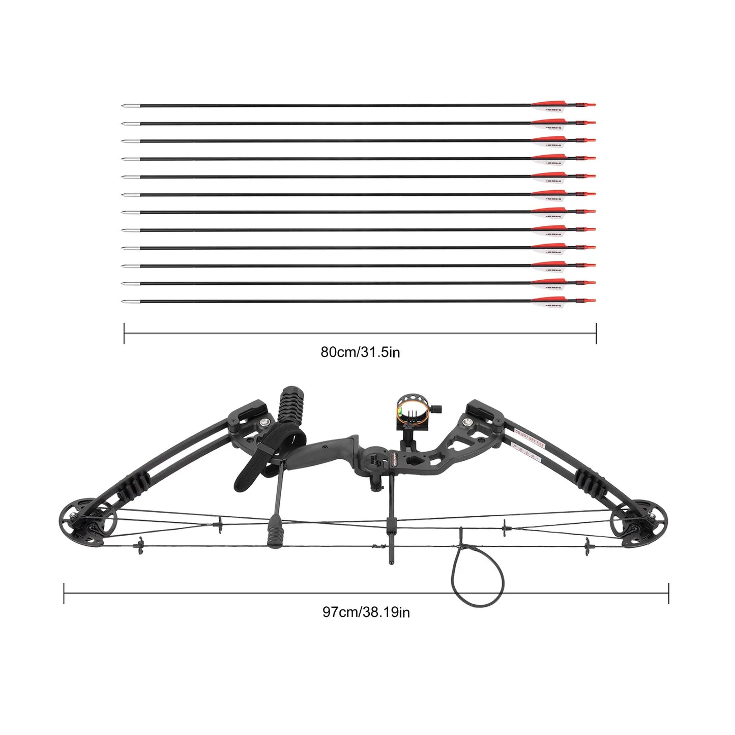 Compound Bow Hunting Kit With 12 Arrows And Adjustable Draw