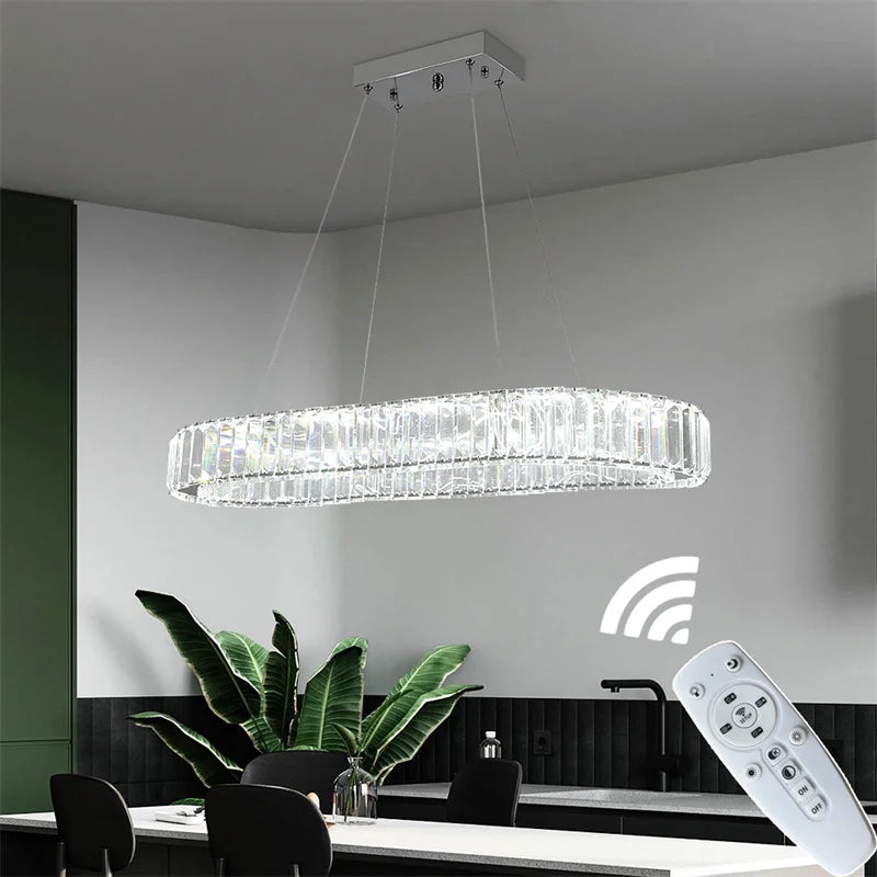 GreeLustr Modern Crystal LED Chandelier With Dimmable Remote
