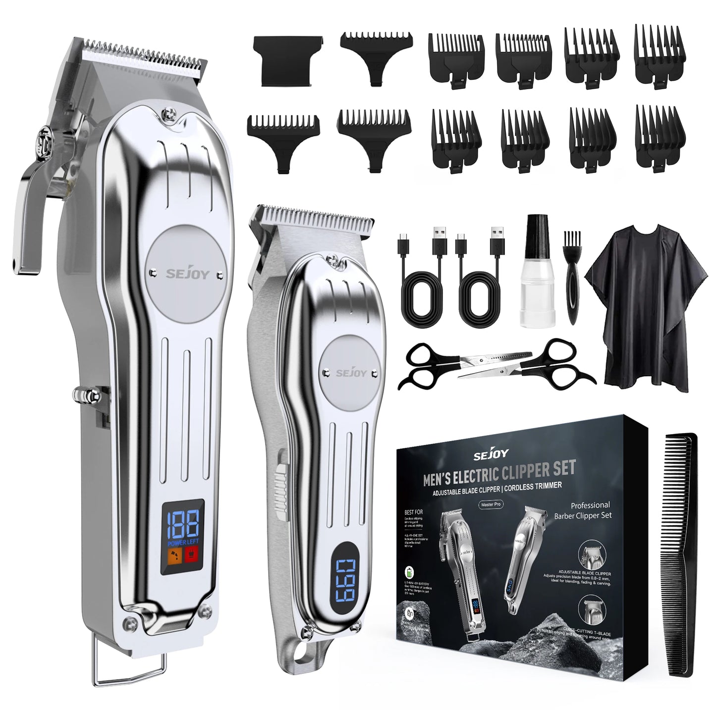 Sejoy Rechargeable Hair Clipper Set Professional Cordless Barber Kit