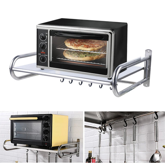 Stainless Steel Wall Mounted Microwave Oven Rack Kitchen Shelf