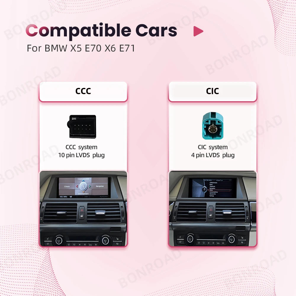 BONROAD Wireless CarPlay Android Auto Car Stereo BMW X5 X6