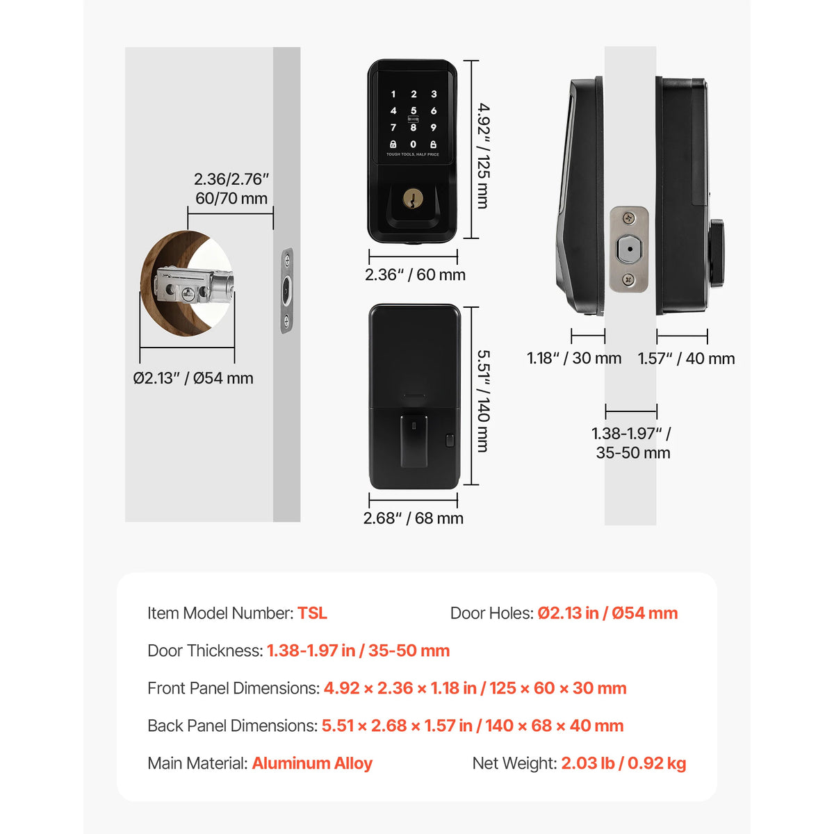 Keyless Entry Touchpad Door Lock Set With Ic Card Access