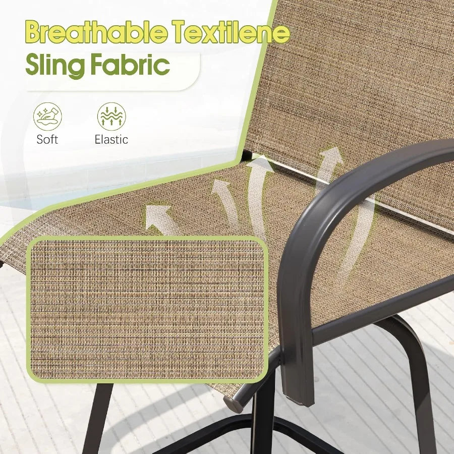Outdoor Bamboo Patio Swivel Bar Set With Stools And Table