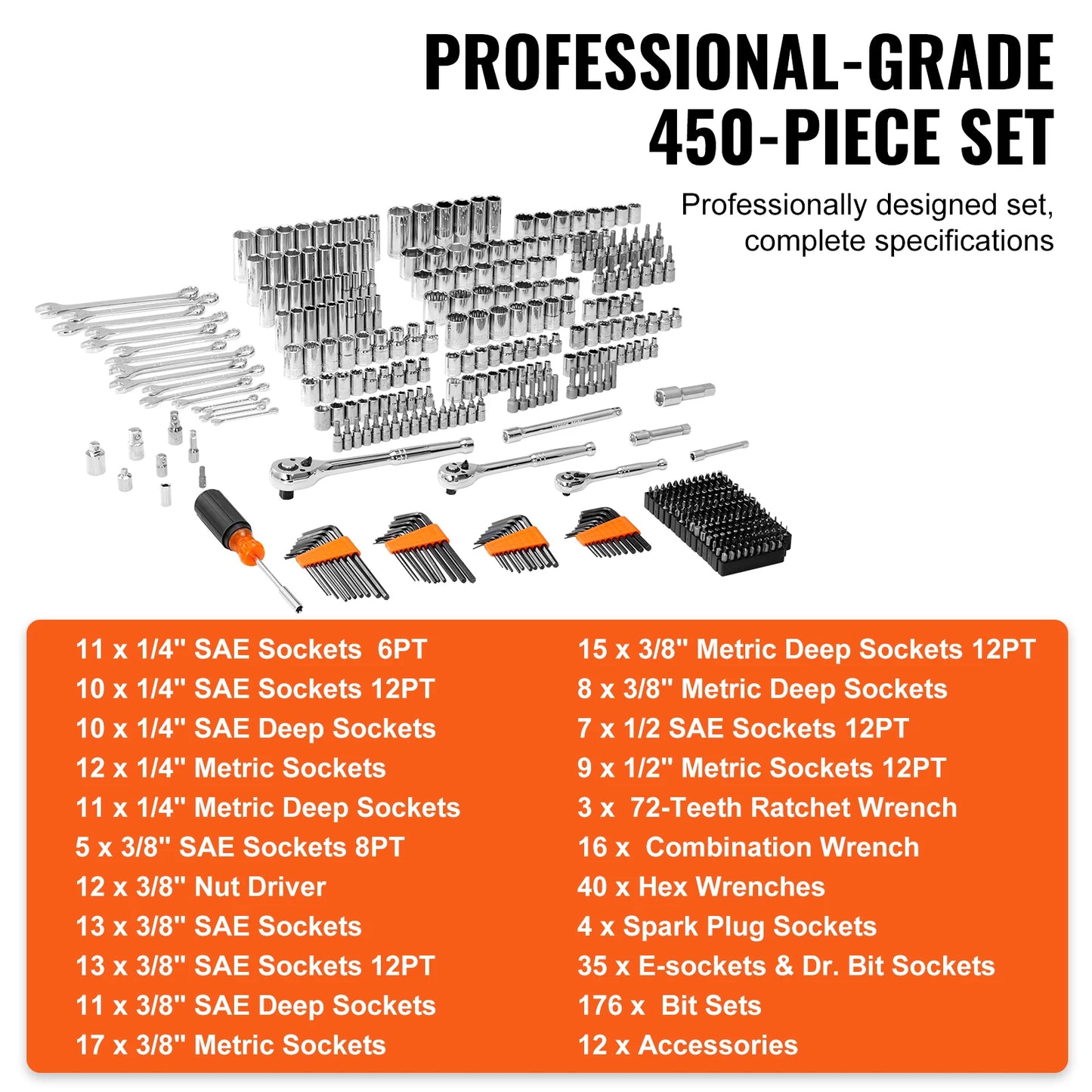SucceBuy 450 Piece Mechanics Tool Set and Socket Set