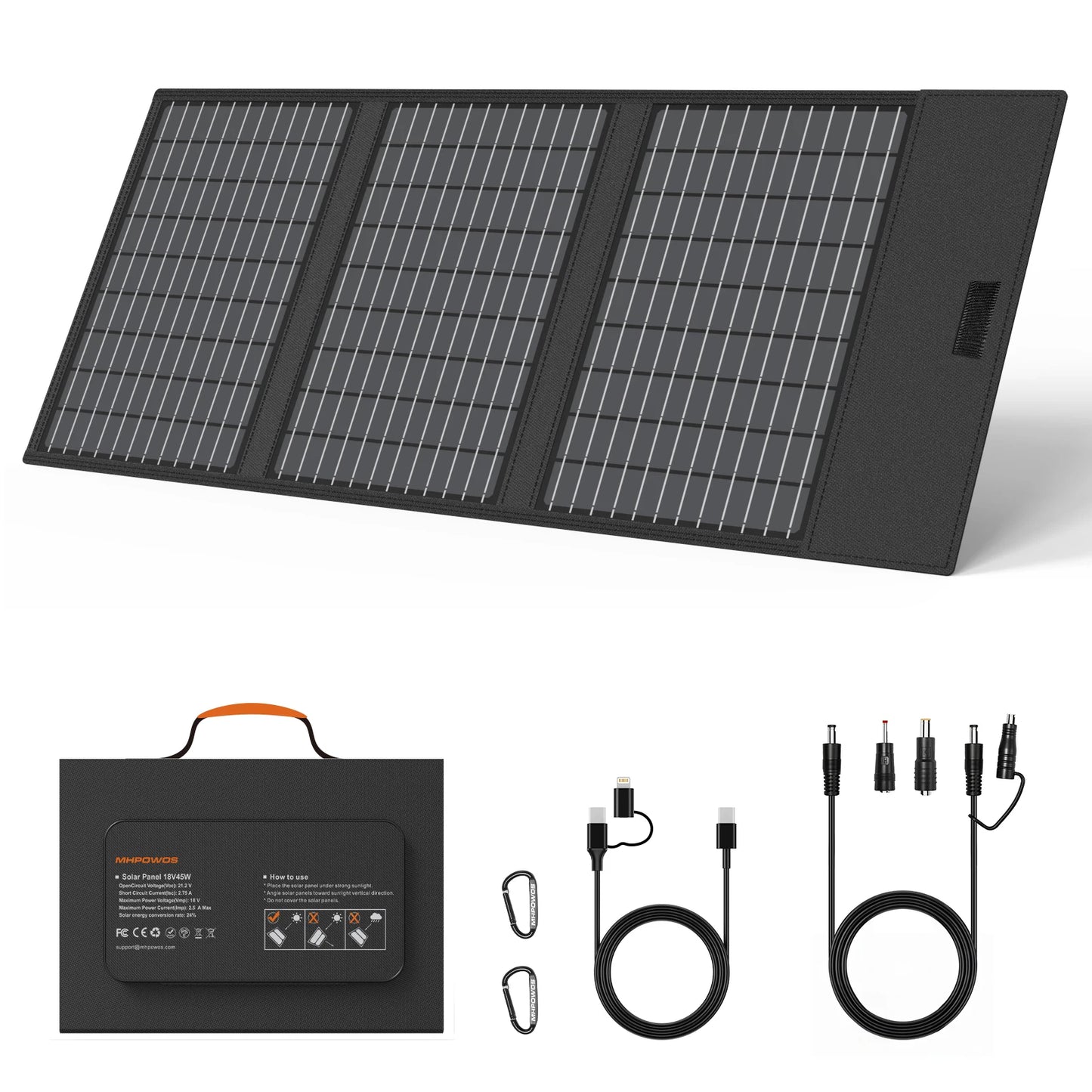 MHPOWOS Solar Battery Charger Foldable Panel USB C DC Output