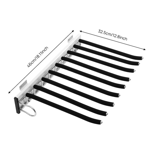 Bymaocar Pull Out Pants Rack 9 Rods Retractable Wardrobe Organizer