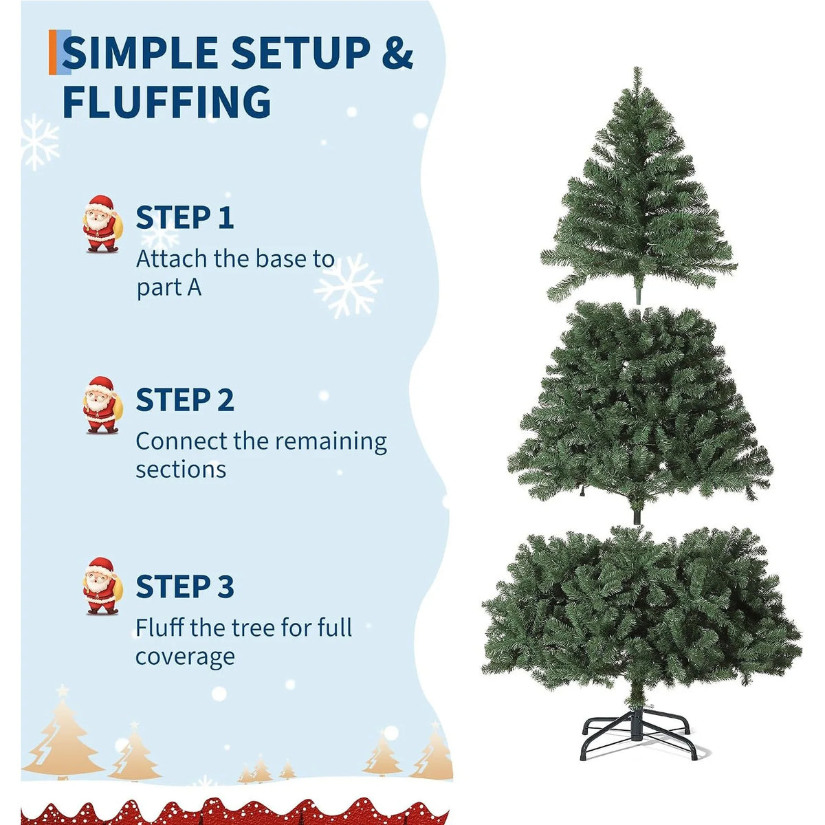 ANIXOL Unlit Artificial Spruce Christmas Tree With Realistic Branches