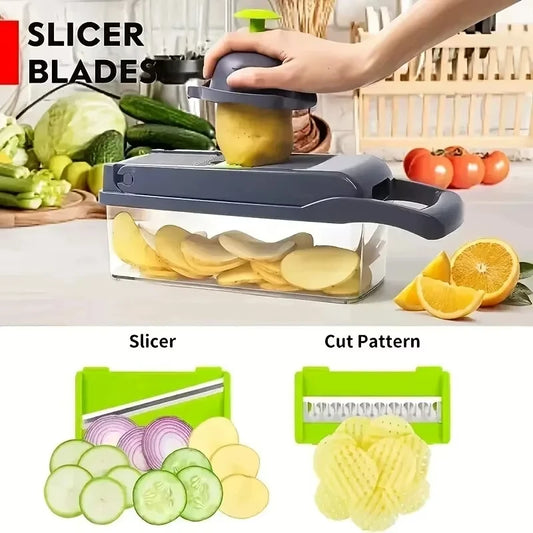 Bamboo And Stainless Steel Vegetable Cutter With Spare Blades